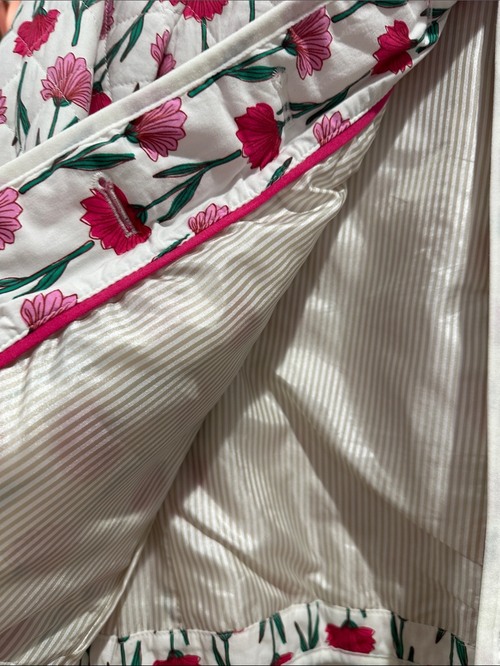 J. Crew White Quilted Jacket with Pink & Red Floral Embroidery - Picture 3 of 5